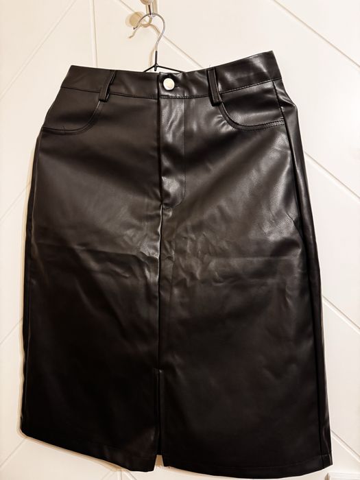 Skórzana ołówkowa spódnica Szachownica rozmiar S