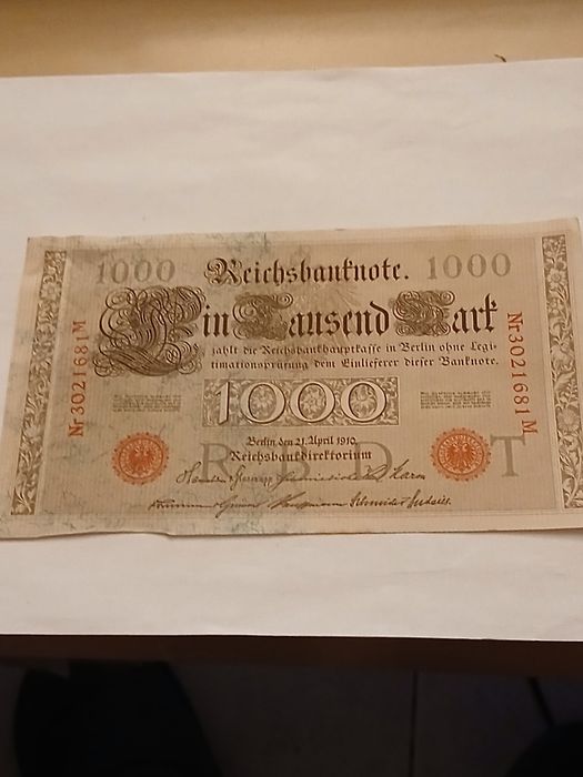 Vendo nota 1000 Mark 1910