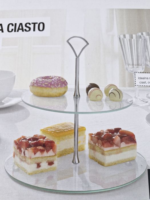 Patera Dwupiętrowa Etażerka Szkło Hartowane