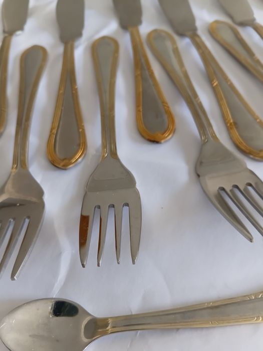Conjunto de 24 talheres vintage solinger (banho de ouro)