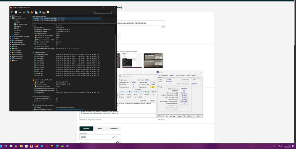 DDR4 4000 MHz 64GB (2X32GB) G.Skill Trident Z CL18