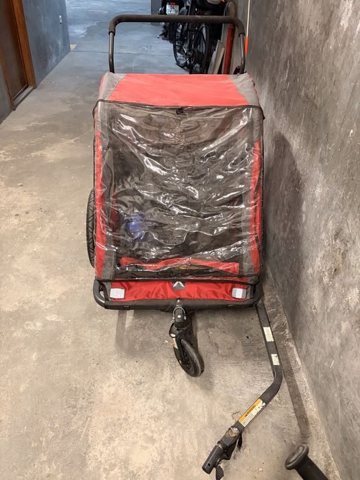 Reboque para bicicleta de duas crianças