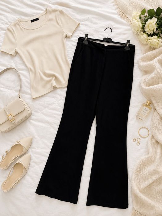 Spodnie Flare Smart Casual Czarne L