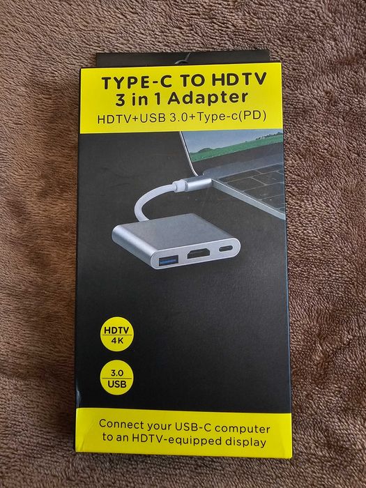 Новый переходник Type-C на HDMI 4K + USB 3.0 + Type-C PD (Адаптер 3 в 1)