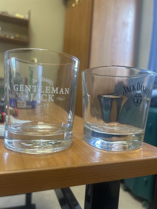 Gentleman jack and jack daniel’s whiskey glass