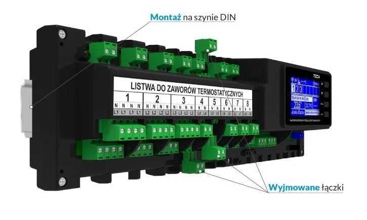 Przewodowy sterownik zaworów termostatycznych TECH L-7E