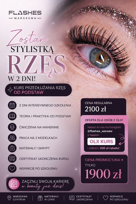 Kurs przedłużania rzęs od podstaw | Certyfikat