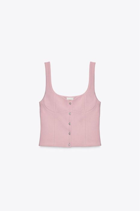 Креповий топ на ґудзиках-коштовностях zara