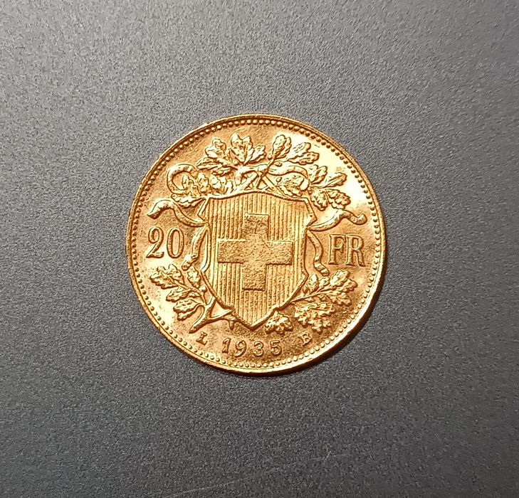 20 франков 1935, Швейцария, UNC, золото 900 проба!