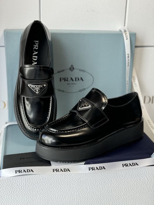 Mokasyny Prada black leather