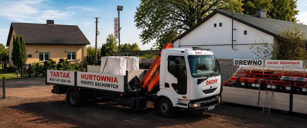 K-łata 2,5x5 Łata 5x4/6x4 Deska okapowa2,5x14/ 3,2x16 Dostępne od ręki Skład Drewna