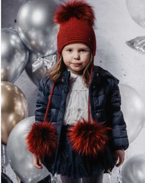 Czapka Jamiks Basia z pomponami zimowa + komin Broel bordowy 52 51-53