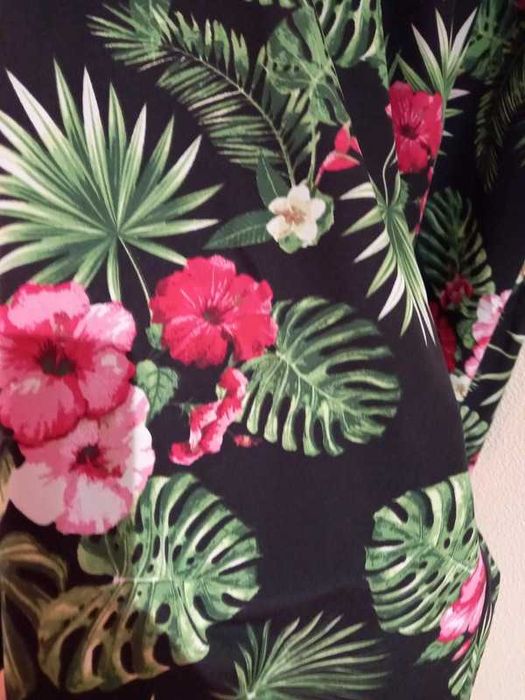 Calças de tecido compridas florais