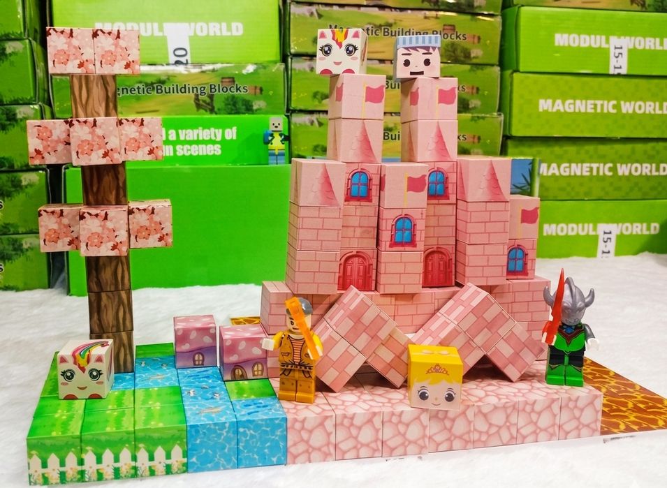 Магнітний конструктор  160, 100 шт. Майнкрафт + фігурки в ПОДАРУНОК