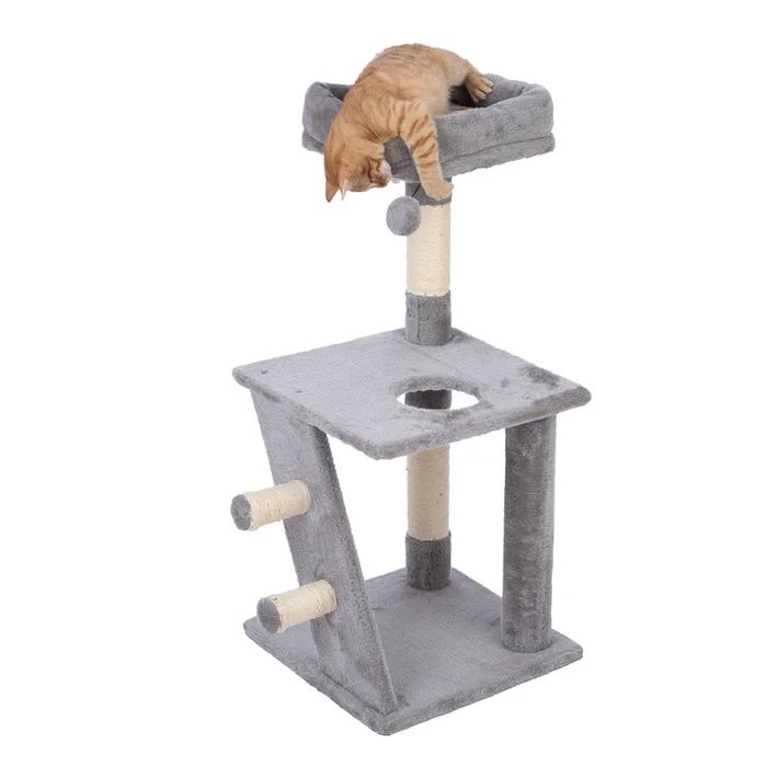 Zooplus Basics Mały Drapak dla Kota Szary 38x38x85cm Małe Koty Kocięta