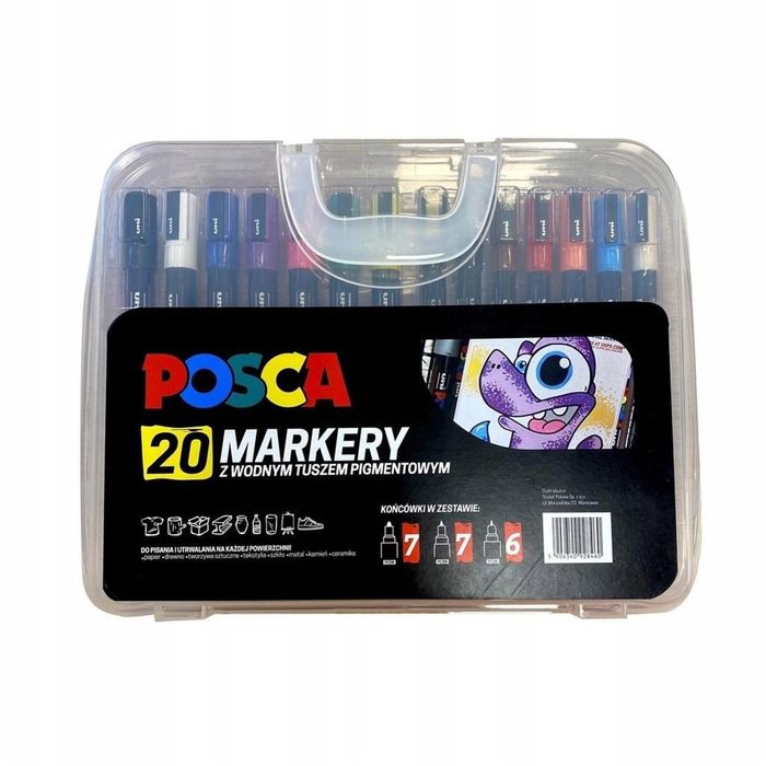 Markery w plastikowej walizce 20 kolorów POSCA Uni Mitsubishi Pencil