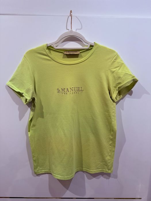 T-shirt bluzka limonka biała La Manuel uni S-L zestaw 2 szt