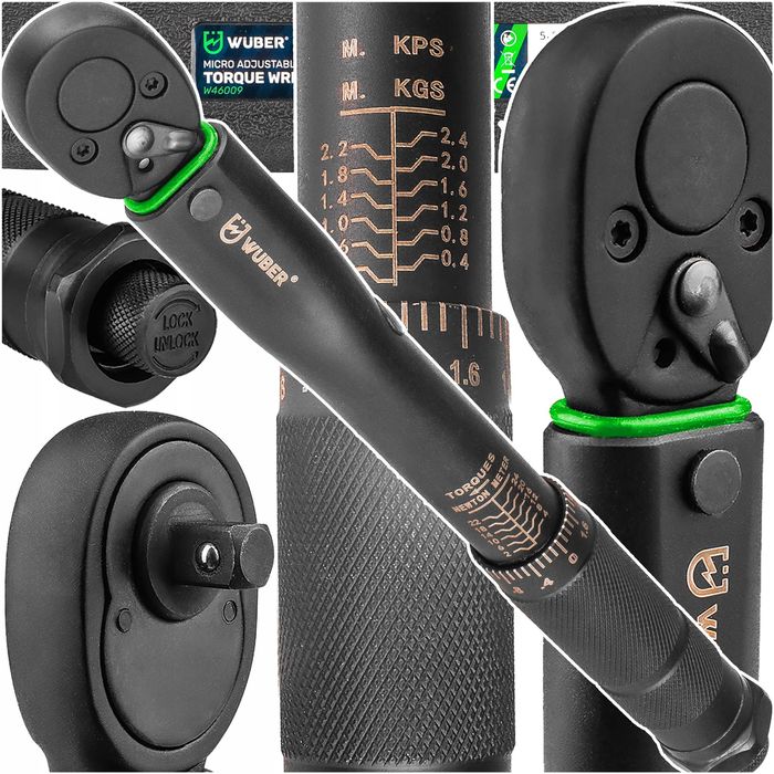 Klucz Dynamometryczny 1/4" 2–24Nm Z Blokadą Certyfikat Kalibracji Cr-V