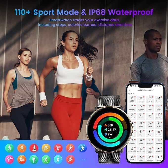 Smartwatch Fitness CatShin Android iOS AMOLED 1,43 HD DAMSKI Sportowy