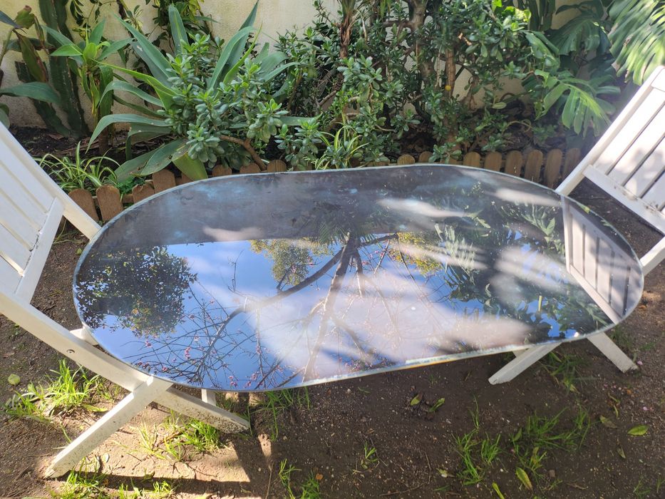 Tampo de vidro mesa jardim 146x86cm