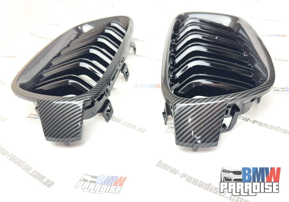 УЦЕНКА! Двойная решетка радиатора БМВ Ф30 карбон М-стиль