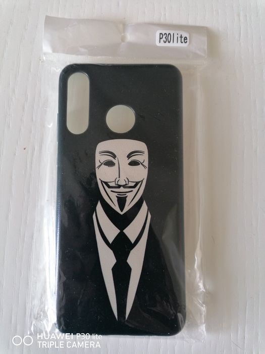 Czarne Etui do Huawei P30 Lite z Nadrukiem
