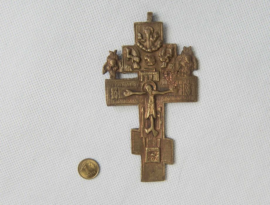 Antyki krzyż ikona prawosławna ukrzyżowanie Jezusa XIX w