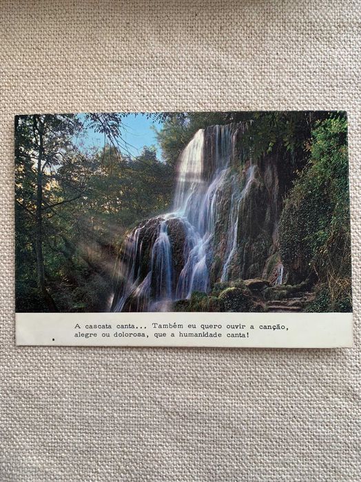 Postal Cascata, Cucujães Portugal com selo antigo