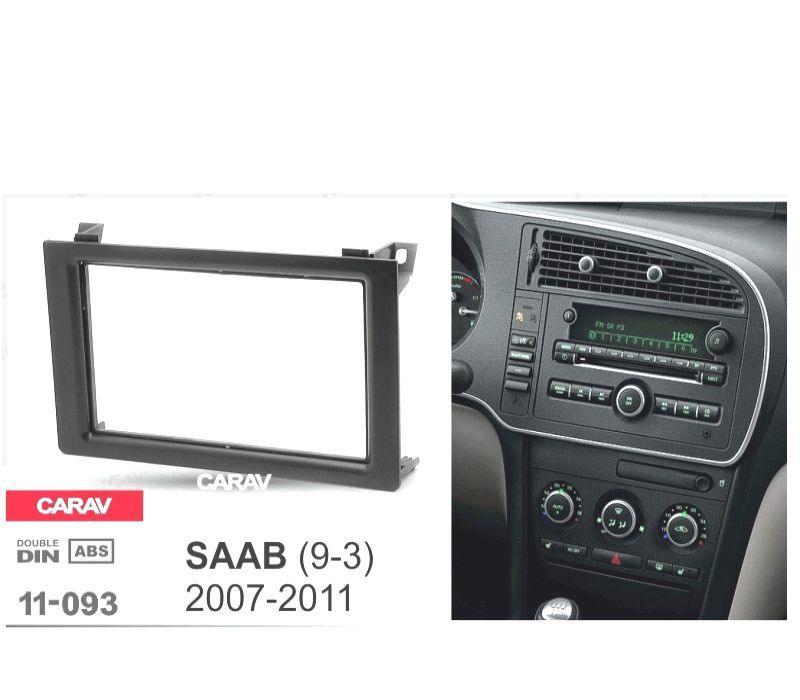 MOLDURA ADAPTADOR PRETA PARA RADIO 2-DIN PARA SAAB 9-3
