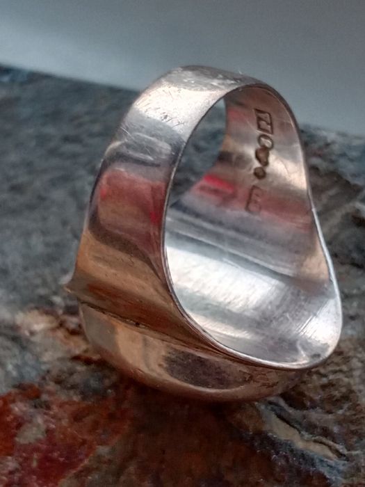 Antyk Stary sygnet z kamieniem duży pierścionek srebrny 800 ?Szwecja