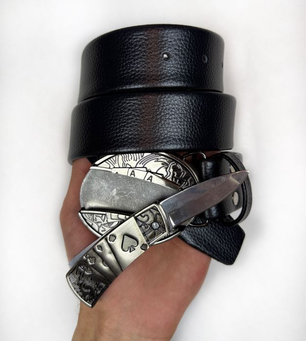 Кожаный ремень с зажигалкой в пряжке зажигалка с ножом з ножем stussy