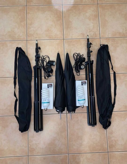 Kit duplo de iluminação para estúdio fotográfico e vídeo