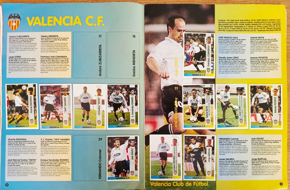 Caderneta cromos Panini 96-97 La Liga - Espanha