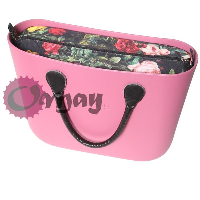 Czarny organizer do OBAG STANDARD róże dziki ogród kwiaty OMAY