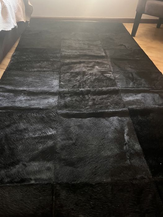 Tapete patchwork pele natural preto