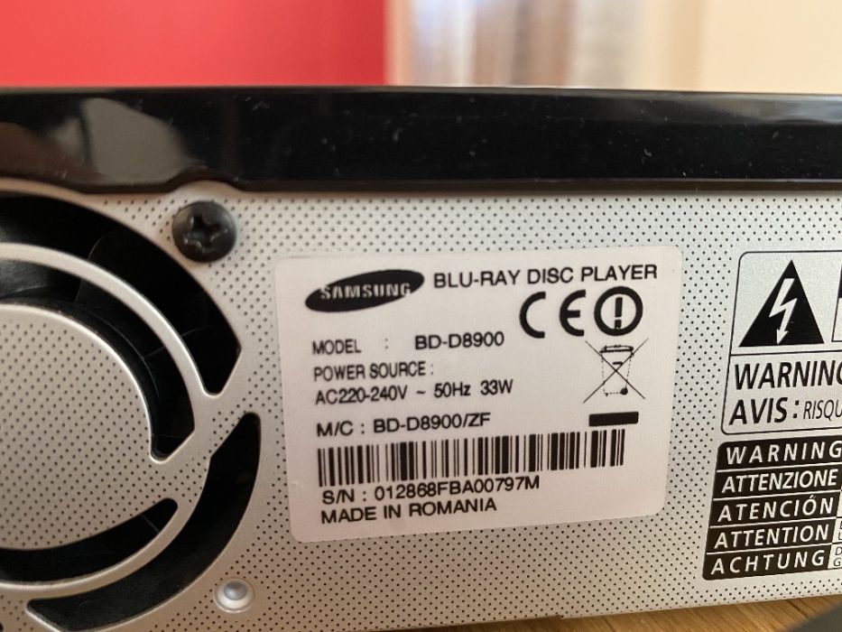 Leitor de Blu-Ray Samsung BD-D8900 com disco de 1 TB