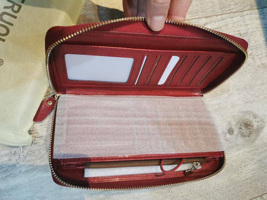 Portfel skórzany, mała torebka nowa Geruola