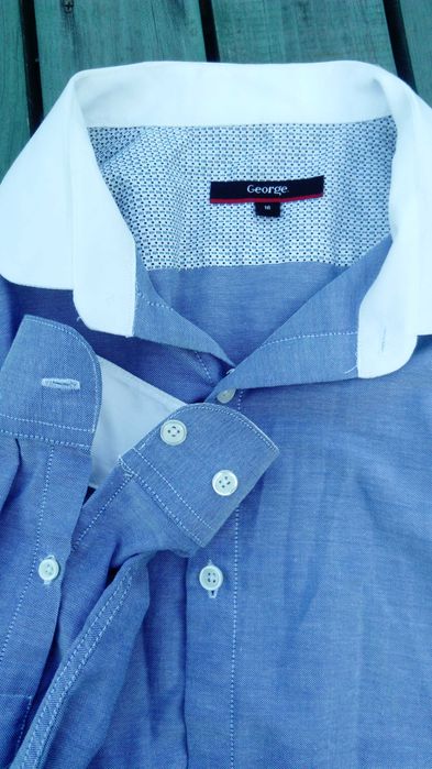 koszula GEORGE 41 niebieska biały kołnierzyk