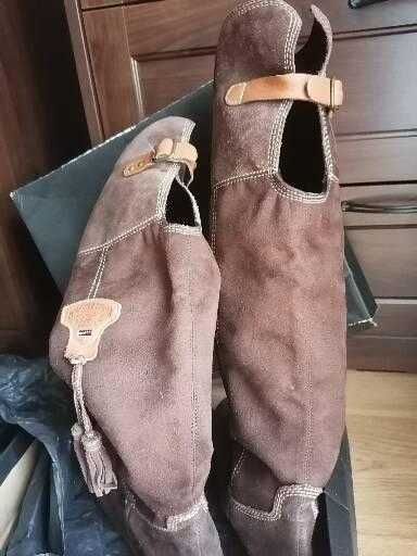 Botas altas pele em castanho Hilfiger denim