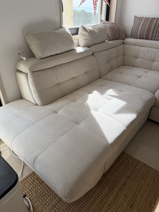 Sofá de Canto c/ Cama "Eternity" Conforama - 5 Lugares (Bege)