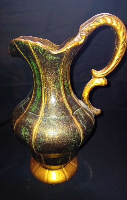 Jarro decorativo verde ouro vintage