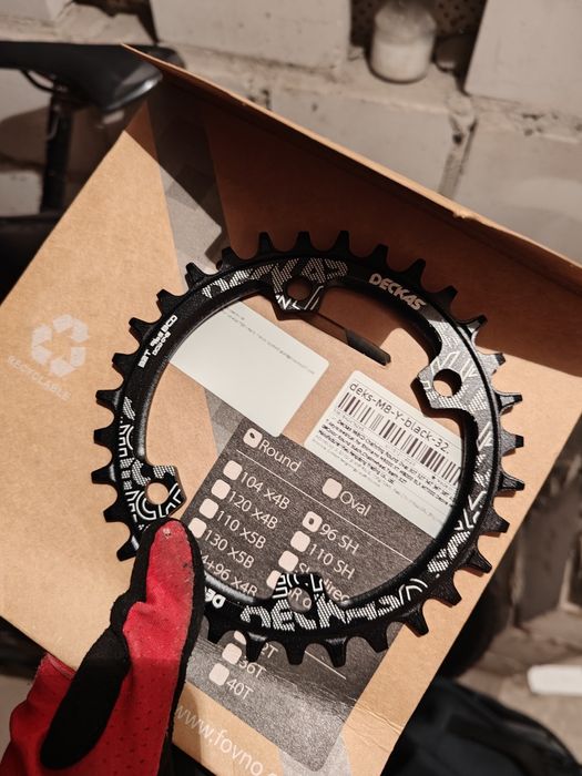 Zębatka 1x Deckas 32t okrągła Shimano 96bcd prostokąt nowa czarna