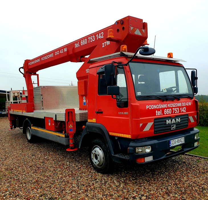 Podnośniki koszowe 18m 22m 27m 35m 42m 44m wynajem Pruszcz Gdański