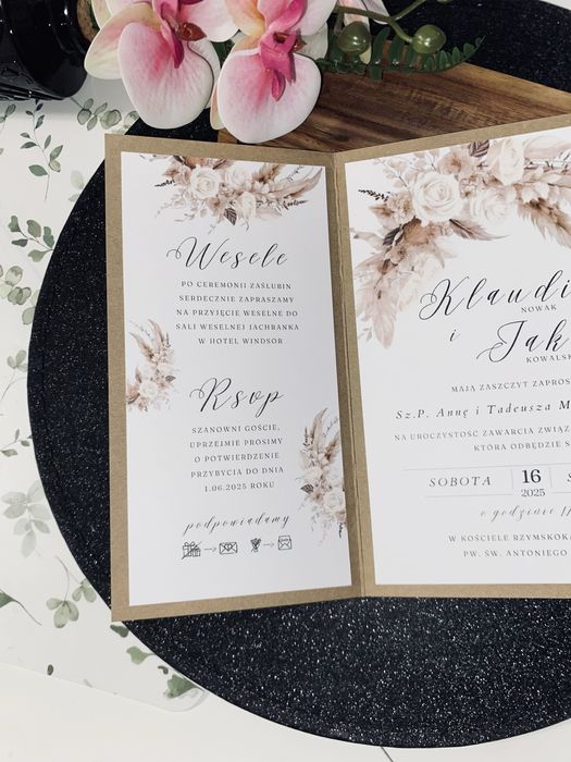 Ślubne Zaproszenie boho