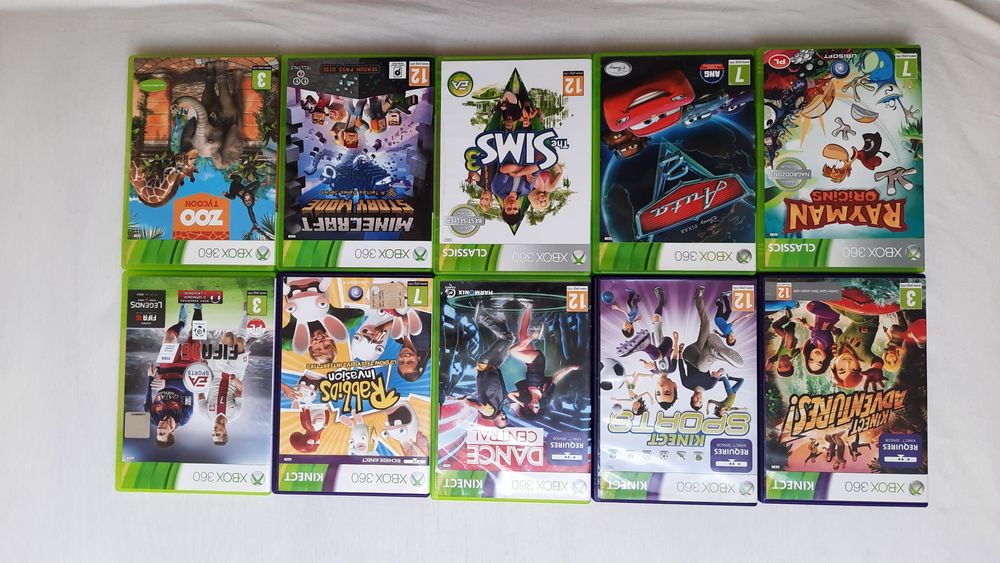 Gry Xbox 360 Minecraft,Rayman,Auta 2,Sims 3 ,Zoo Tycon,Rabbids