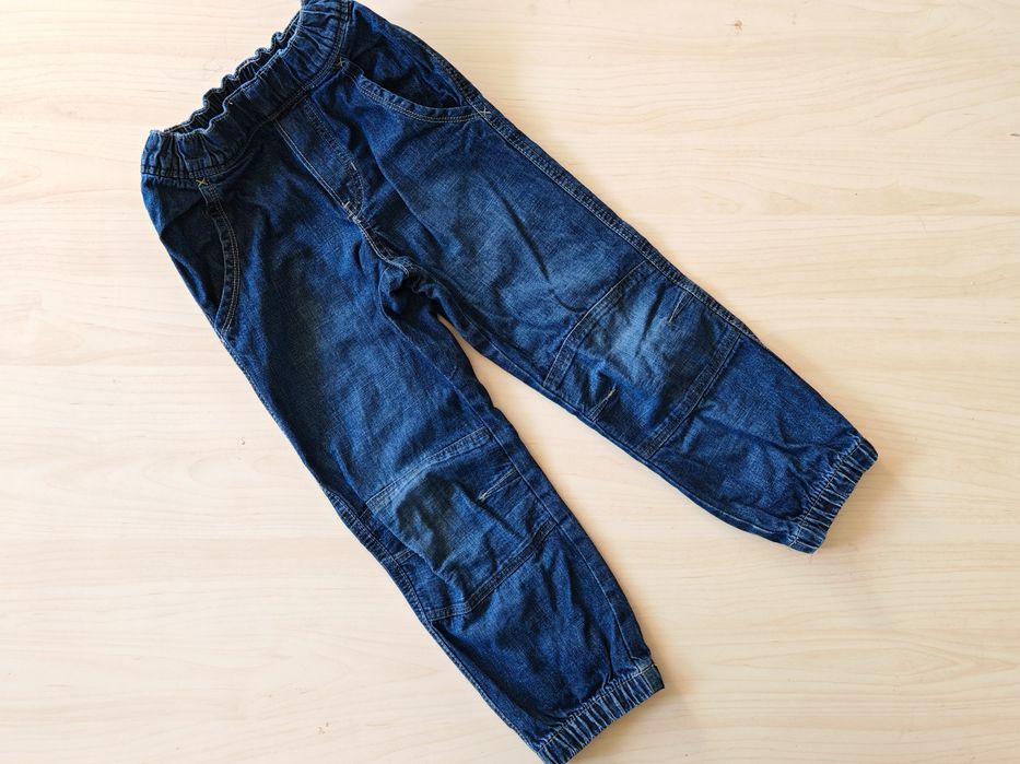 110 116 Jeansy Spodnie Bojówki Baggy granatowe długie chłopięce