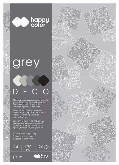 Blok A4/20K Deco Grey 170g HAPPY COLOR. GDD