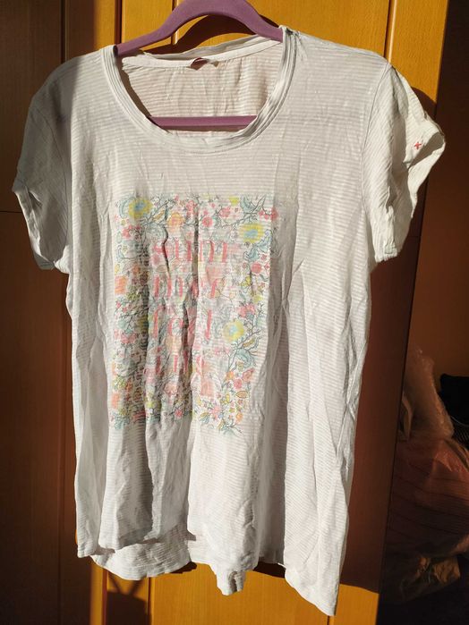 Koszulka bluzka ESPRIT biała kwiaty