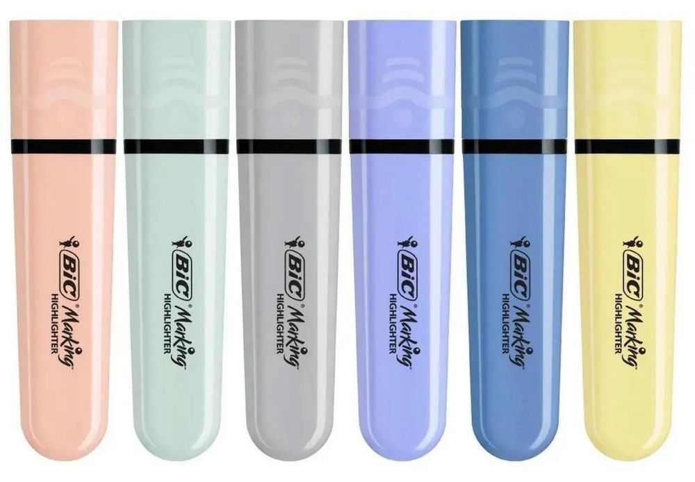 Zakreślacz Flat Pastel mix 6szt BIC BIC etui kartonowe,165x165 mm