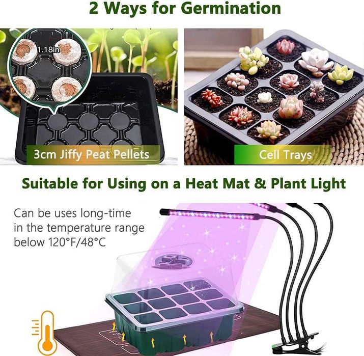 Bandejas de sementes, 10 embalagens com janela ajustável para estufas